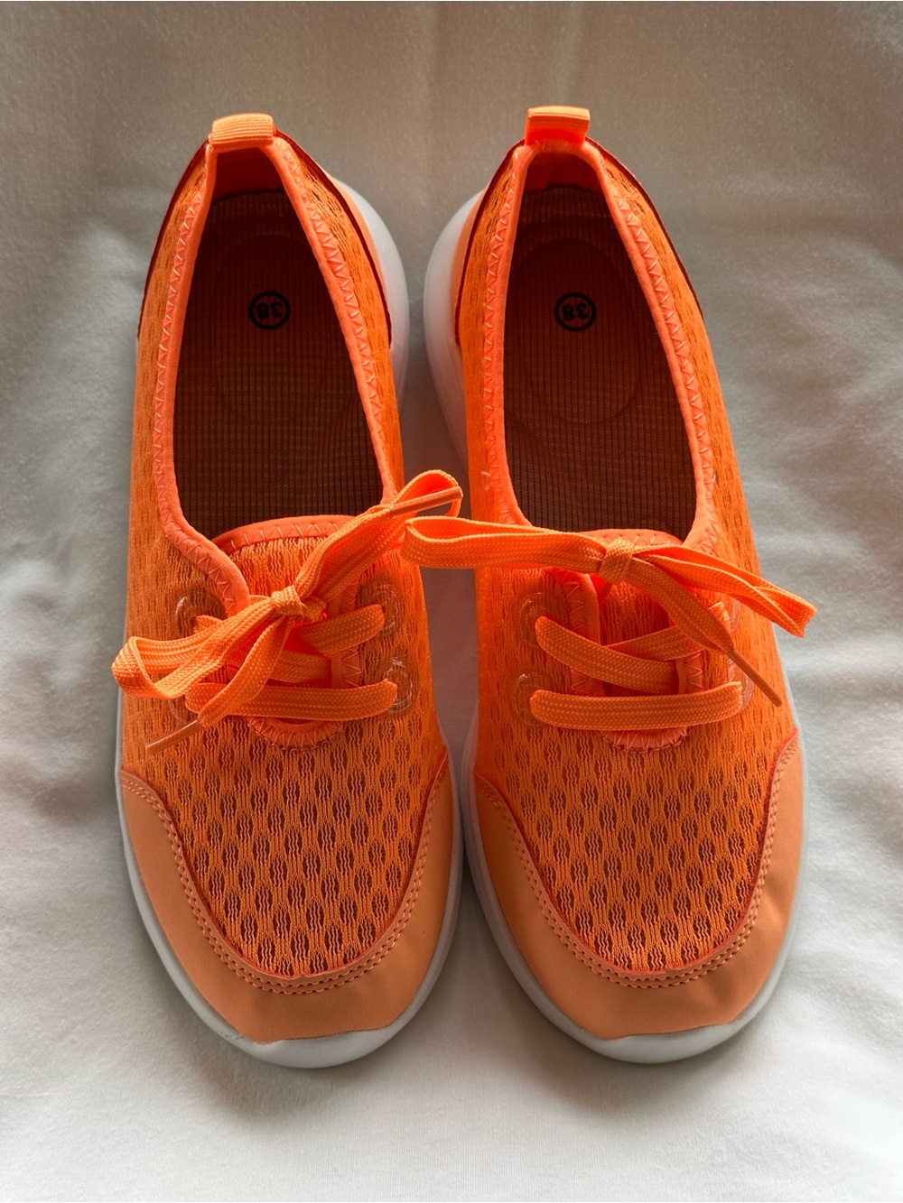 Women’s Lightweight Orange Mesh Slip-On Sneakers